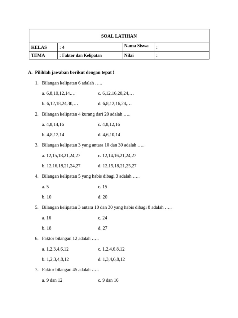 5 Contoh Soal Faktor Prima Kelas 4 SD yang Ternyata Wajib Dicoba Sebelum Ulangan 5 Contoh Soal Faktor Prima Kelas 4 SD yang Ternyata Wajib Dicoba Sebelum Ulangan
