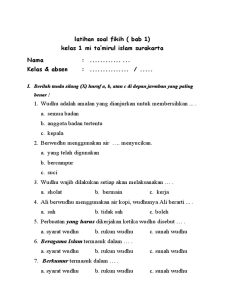 Memahami Kesucian Sejak Dini Contoh Soal Ulangan Harian Fiqih Kelas 1