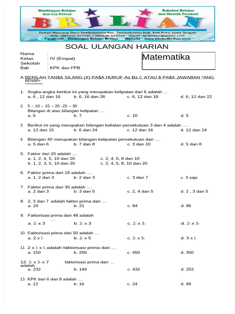Akhirnya Tahu Bentuk Soal FPB Kelas 4 SD yang Sering Muncul di Tes Substantif PPG 2026, Wajib Cek Sebelum Terlambat Akhirnya Tahu Bentuk Soal FPB Kelas 4 SD yang Sering Muncul di Tes Substantif PPG 2026, Wajib Cek Sebelum Terlambat