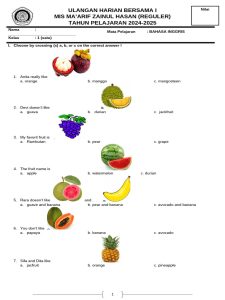 Ulangan Harian Bahasa Inggris Kelas 1 PDF Fruit Edible Fruits
