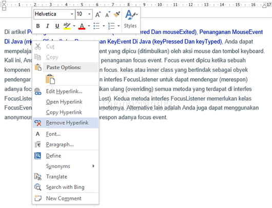 Rahasia cara menghilangkan hyperlink di Word agar bersih saat Indonesia juara Cup 2026