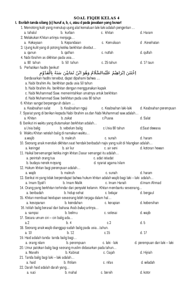 Ternyata Ini Dia Contoh Soal Fiqih Kelas 4 yang Sering Muncul di Ujian, Wajib Kamu Pelajari Sebelum Terlambat Ternyata Ini Dia Contoh Soal Fiqih Kelas 4 yang Sering Muncul di Ujian, Wajib Kamu Pelajari Sebelum Terlambat
