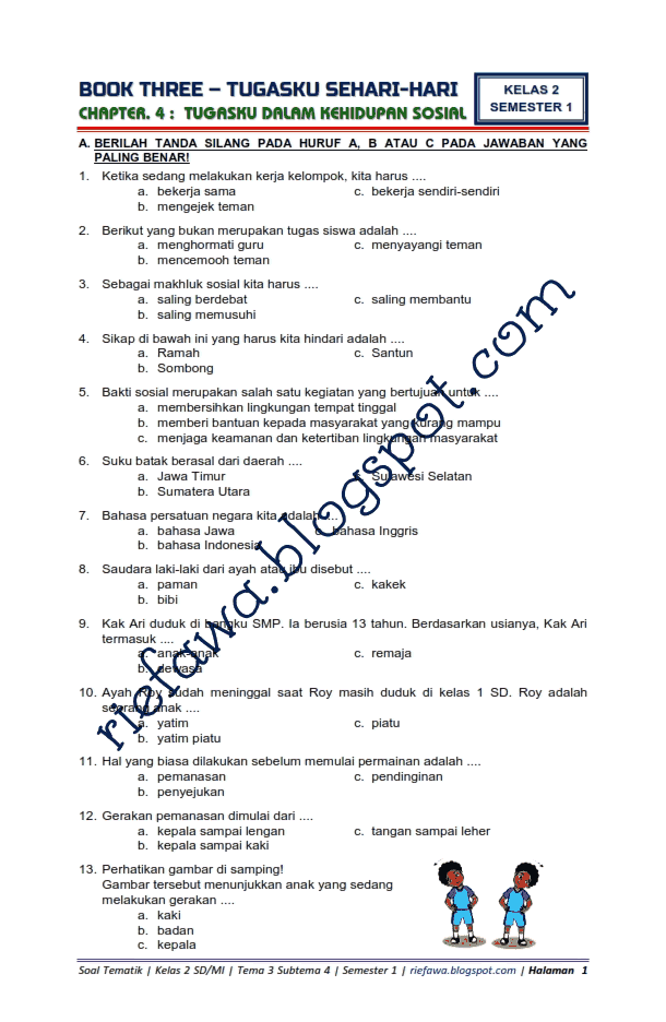 Terungkap Soal Tema 3 Subtema 2 Kelas 4 Revisi 2017 LKBN ANTARA, Wajib Tahu!